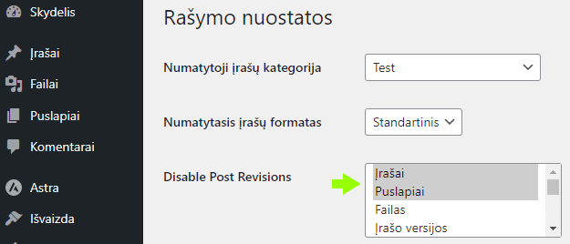 Disable revision plugin